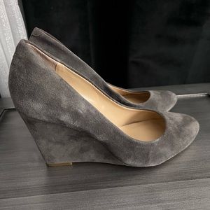 Banana Republic Grey Suede Wedge Heels 9.5